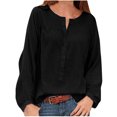 thumbnail image 1 of Heliisoer Hauts pour Femmes, Liquidation d'Été Blouse à Col Rond Uni à Tube Ouvert avec Boutons, Mode Décontractée à Manches Longues, 1 of 8