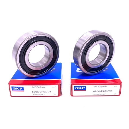 SKF 6206 2RS1 C3 Deep Groove Ball Bearing, Rubber Sealed 30x62x16 mm