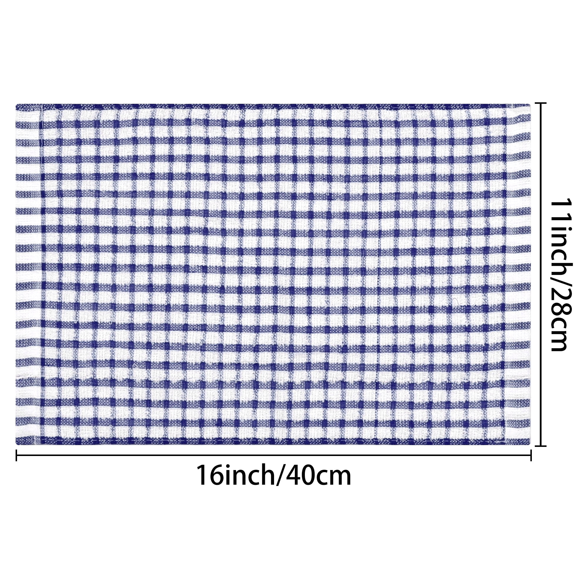 Unique Bargains Checked Cotton Washable Dish Cloth Kitchen Tea Towels 11" x 16" Blue