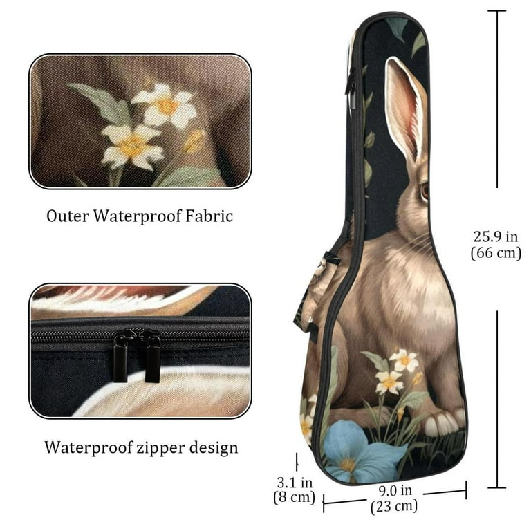 Ukulele Case Bag with 10mm Soft Sponge Padding Waterproof Ukulele Backpack Cute Rabbit with Flowers Walmart