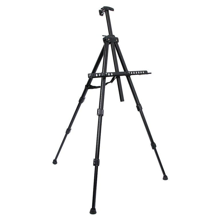 Folding Easels for Display, 2 Pack 63 Inch Metal Floor Easel Stand Tripod  Black Portable for Artist Poster Wedding with Carry Bag