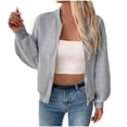 thumbnail image 2 of LOVZFMLL Vestes pour Femmes Mode Ample à Manches Longues Col Montant Manteau Uni Décontracté en Molleton, 2 of 9