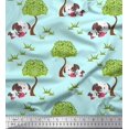 thumbnail image 1 of Soimoi Satin Silk Fabric Tree & Dog Kids Print Fabric by Yard 42 Inch Wide, 1 of 1