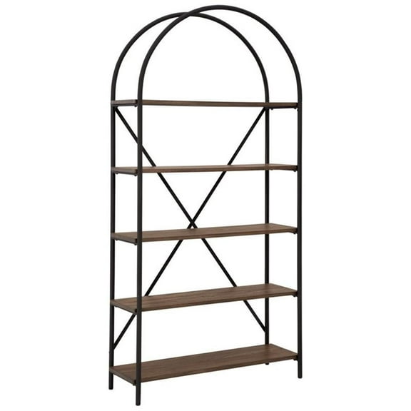 Bowery Hill Brown and Black 5 Shelf Bookcase