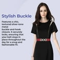 thumbnail image 3 of Sagefinds Textured-Buckle Stretch Belt for Women, Soft Faux Leather Waist Cinch Belt, 2.5” Red, 3 of 6