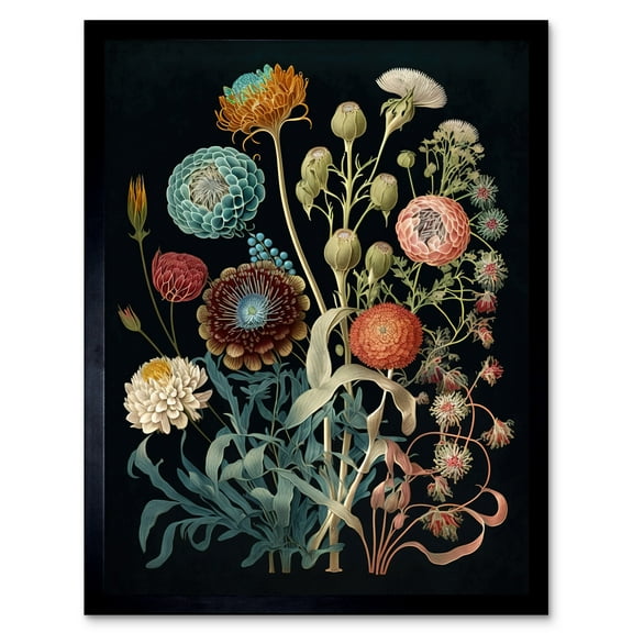 Vintage Botanical Ernst Haeckel Style Plant Study Modern Watercolour Painting Illustration Art Print Framed Poster Wall Decor 12x16 inch