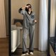 thumbnail image 1 of Pijamas de verano con lazo para mujer, ropa de dormir de manga larga, conjuntos de pijama con volantes sólidos, traje de 2 piezas, ropa de noche coreana, 1 of 4