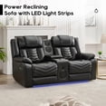 thumbnail image 6 of Comfort Stretch Manual Reclining Loveseat Recliner 2-Seater Sofa with Bass Speaker,Zero Gravity,LED Light,Cup Holders,USB Ports,Recliner Couch Chair for Living Room,Faux Leather,Black, 6 of 7