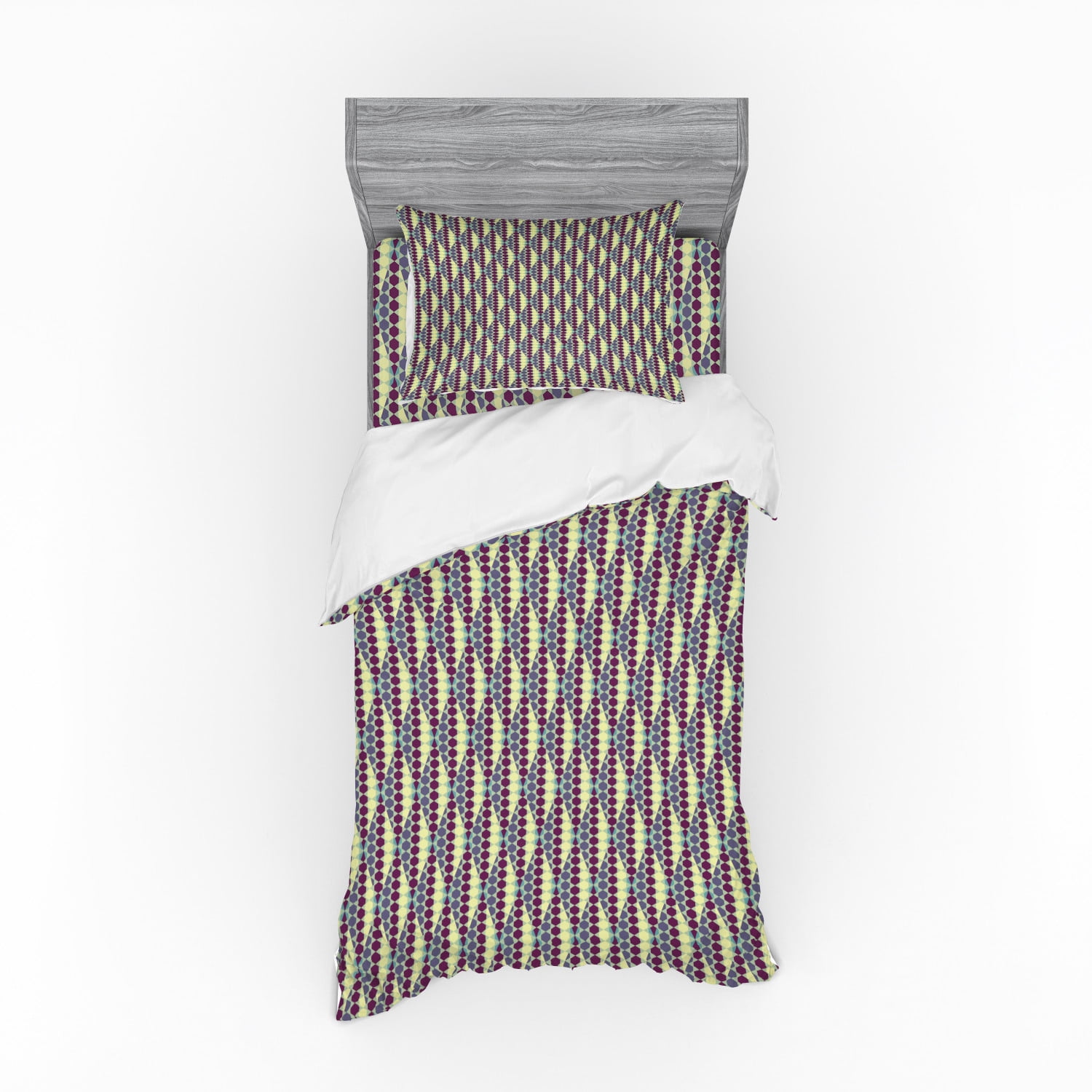 Retro Duvet Cover Set, Abstract in Vibrant Geometric Hexagon Forms