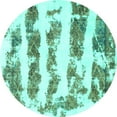 thumbnail image 1 of Ahgly Company Machine Washable Indoor Round Abstract Turquoise Blue Modern Area Rugs, 3' Round, 1 of 4