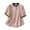 Pink, variant on Ltctricy Blouses for Women Cotton Linen Crew Neck Puff Short Sleeve Striped Button down Shirts Casual Loose Summer Tops