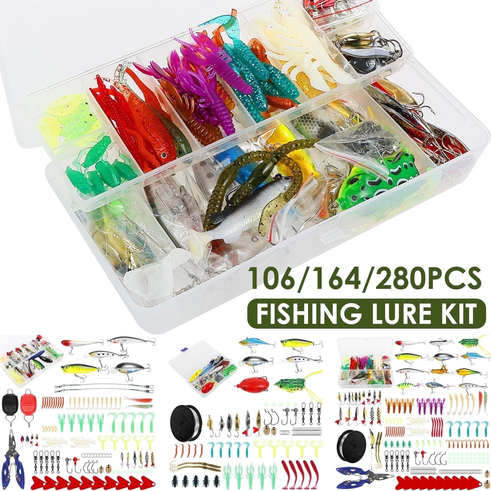 Lzvxtym Fishing Lure Set 164-Piece with Tackle Box photo 1