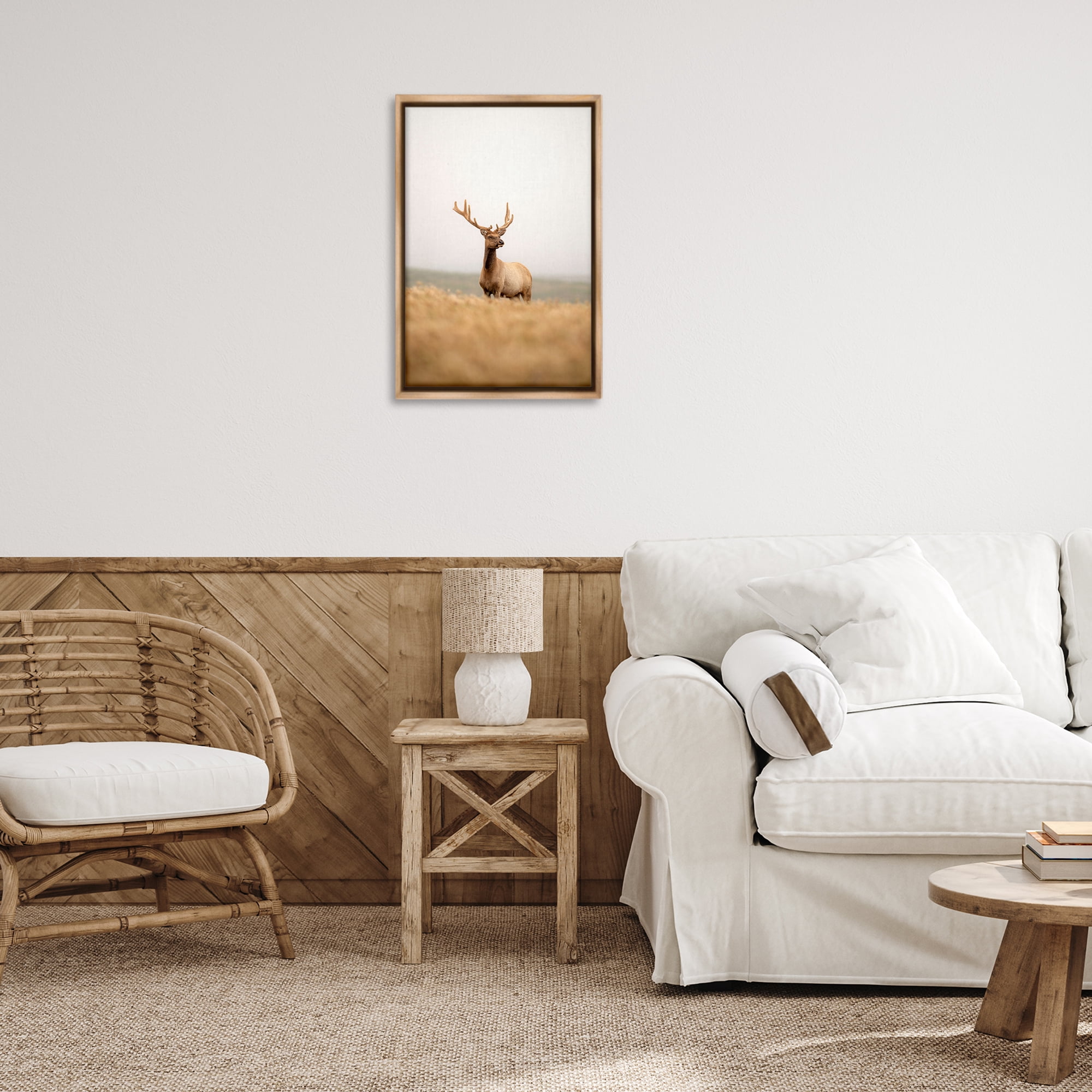 Stupell Industries Stoic Tule Elk Landscape & Nature Photography Brown Floater Framed Canvas Art Print Wall Art, 17 x 25