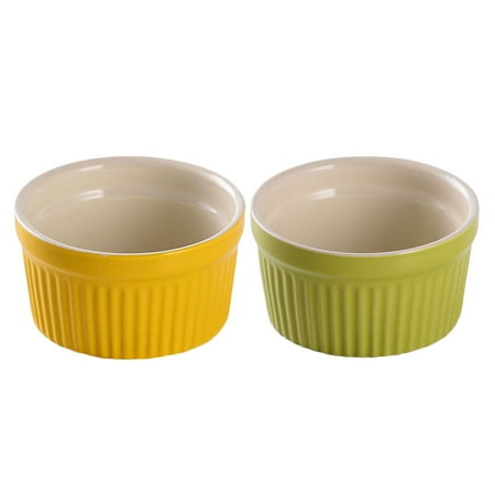 

2Pcs Ceramics Baking Bowl Round Shape Kitchen Bowl Dessert Serving Bowl