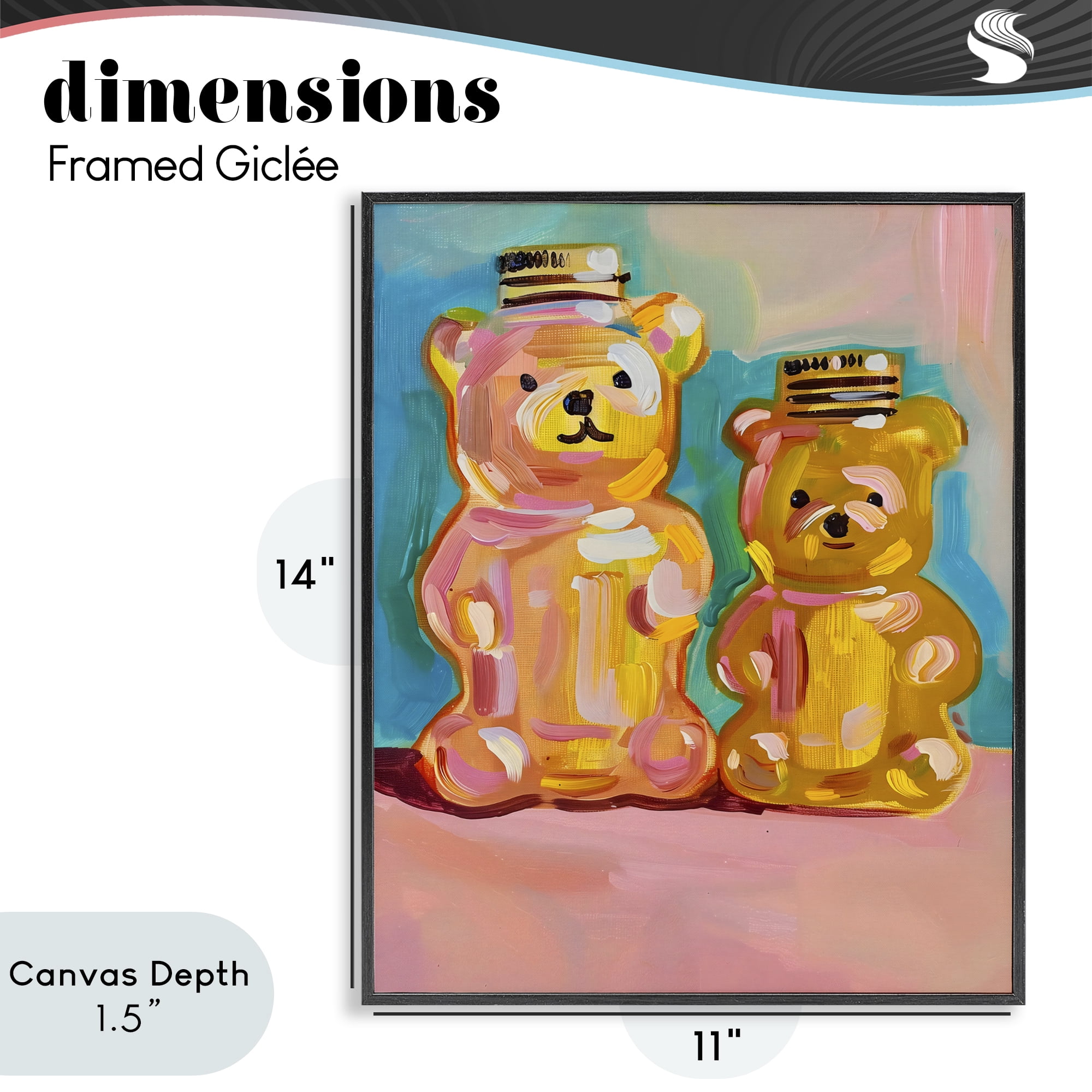 Stupell Industries Joyful Honey Bears Duo Black Framed Giclee Art, design by The Prints Vibe