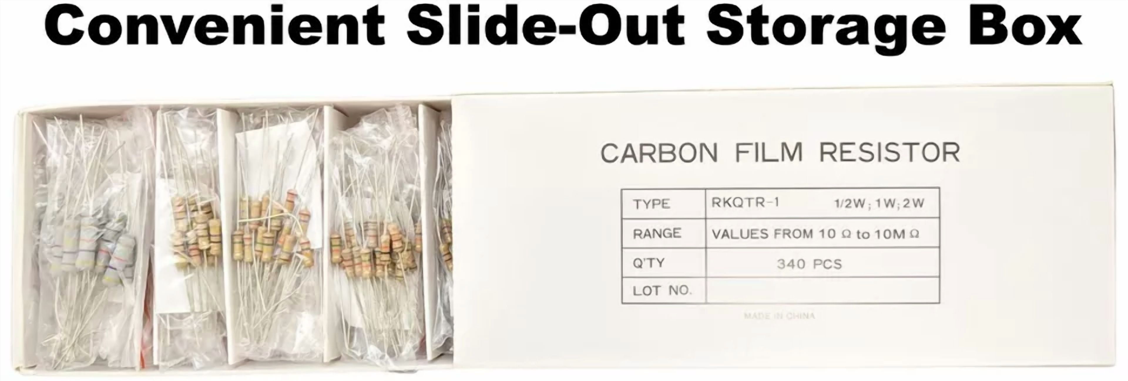 CIRCLE- 340 Piece Resistor Kit - Includes Assortment Of ½ Watt, 1W, And 2W Resistors