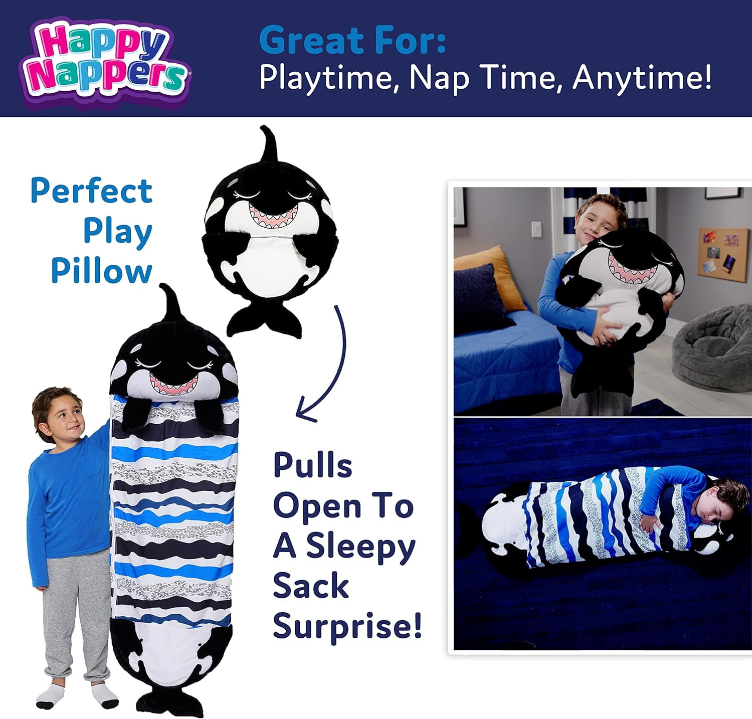 Happy Napper Grey Shark Kids Sleeping Bag – Peaberry Kids