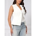 thumbnail image 2 of DARING DIVA Women's Button Down V Neck Elastic Waist Sleeveless Waistcoat L White, 2 of 7