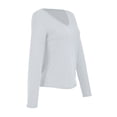 thumbnail image 3 of Playera George para Mujer, Escote V Profundo Manga Larga Blanco Talla M, 3 of 4