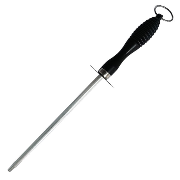 Professional Carbon Steel Black Knife Sharpening Steel, Kitchen Tool Carbon Steel Knife Sharpening Steel,Knife Sharpener With Hanging Holes (10 Inches)