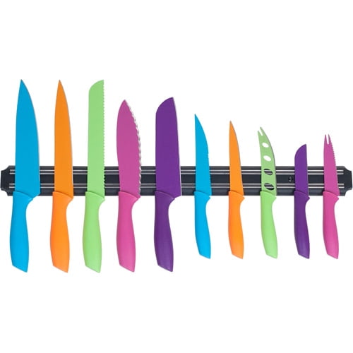 Classic Cuisine Colorful 10-Piece Stainless Steel Kitchen Tools Knife Set with Magnetic Bar