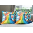 thumbnail image 6 of Ambesonne Cartoon Throw Pillow Cover 4 Pack, Rainbow Romantic Hearts, 20", Multicolor, 6 of 7
