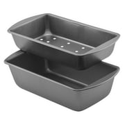 Mainstays Nonstick 9.3" x 5.2" x 2.7" Meatloaf Pan with Insert, Bread and Loaf Pan, Gray