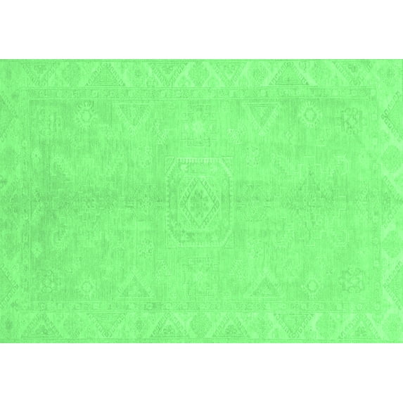 Ahgly Company Indoor Rectangle Abstract Emerald Green Modern Area Rugs, 2' x 3'