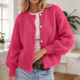 thumbnail image 2 of IWRICH Women's Button down Lightweight Cardigan Sweater Cute Fall Fashion Lantern Long Sleeve Crew Neck Solid Color Tops L, 2 of 4