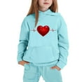 thumbnail image 5 of Auroural Matching Kids Outfits Long Sleeve Girls 2 Piece Set Size 10-12 Children's Heart-shaped Print Long Hooded Sweatshirt And Leg Tied Sweatpants Sports Two-piece Set For Kids, 5 of 5