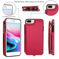 thumbnail image 4 of Wallet Case for Apple iPhone 8 Plus/iPhone 7 Plus, with Crossbody Shoulder Strap & Hand Wrist Cards Holder Zipper Pocket Stand Feature Full Protective Shockpoof Case for iPhone 8 Plus/7 Plus,Red, 4 of 7