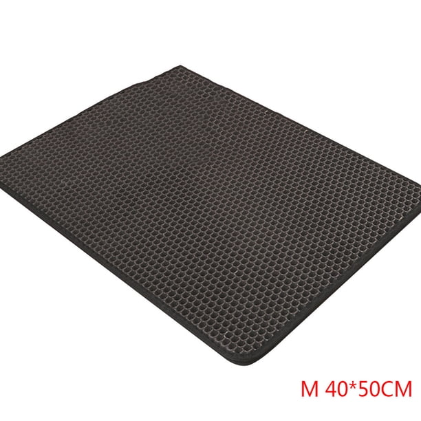 Greeniant Caja de arena para gatos de doble capa, alfombrilla para trampero, alfombrilla plegable para mascotas, goma espuma EVA Perchas para gatos gris METRO