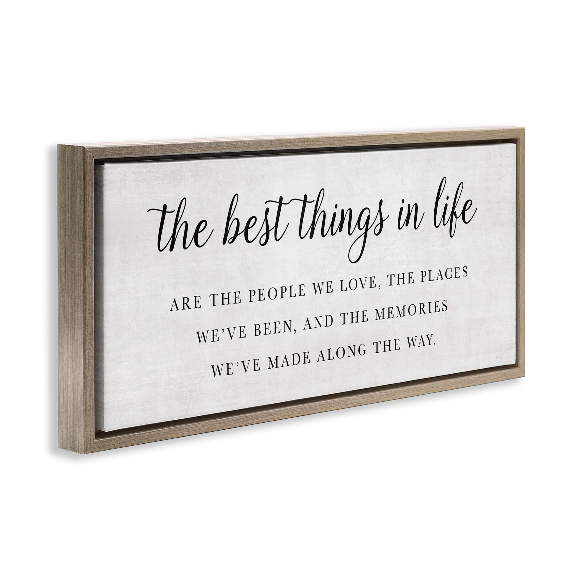 Stupell Industries Best Things In Life Uplifting Brown Framed Floater Canvas Wall Art, design by Natalie Carpentieri