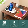 thumbnail image 5 of Night Stand with Charging Station, LED Nightstand with USB Ports and Outlets, End Table with Fabric Drawers and Storage Shelf, Small Bedside Tables for Bedroom Living Room, Brown, 5 of 8