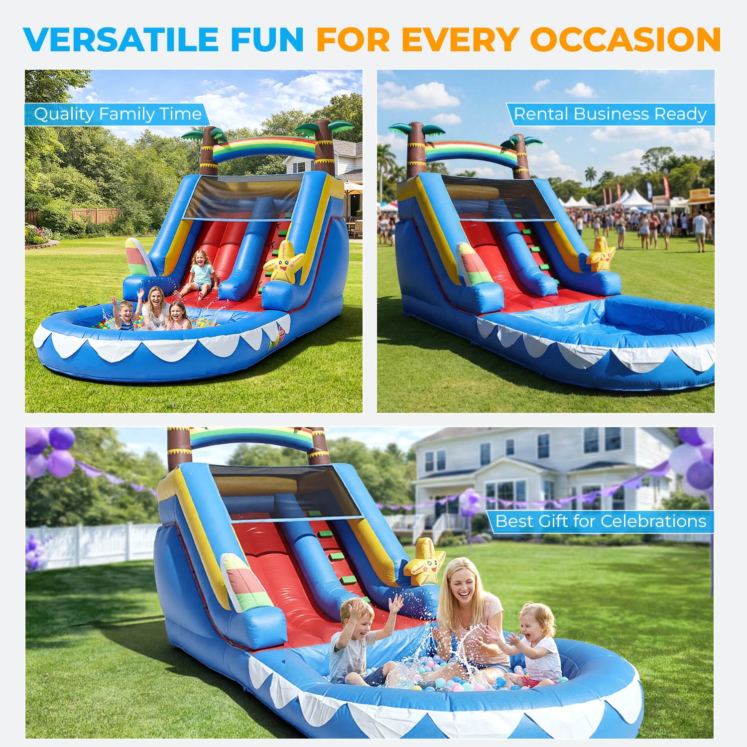 OFFMUST 21FT(L) Inflatable Water Slide for Adults Kids, Commercial Grade Home Water Slide with Blower, Giant Blow Up Water Slides for Backyard , 21x9x12ft