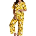 thumbnail image 3 of CONZONE Halloween Pajamas for Women Set Printed Short Sleeve Button Down Tops and Pants Hallowmas Loungewear Cozy 2 Piece Pjs Set for Women, 3 of 5