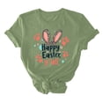 thumbnail image 4 of Ichuanyi Easter Shirts for Women Funny Bunny Face Graphic Print Rabbit T Shirt Summer Casual Short Sleeve Festival Holiday Tee Tops, 4 of 5