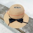 thumbnail image 2 of 56-58 cm hat circumference female bow straw hat summer big brim sun hat outdoor travel sunscreen beach sun hat - Khaki, 2 of 5