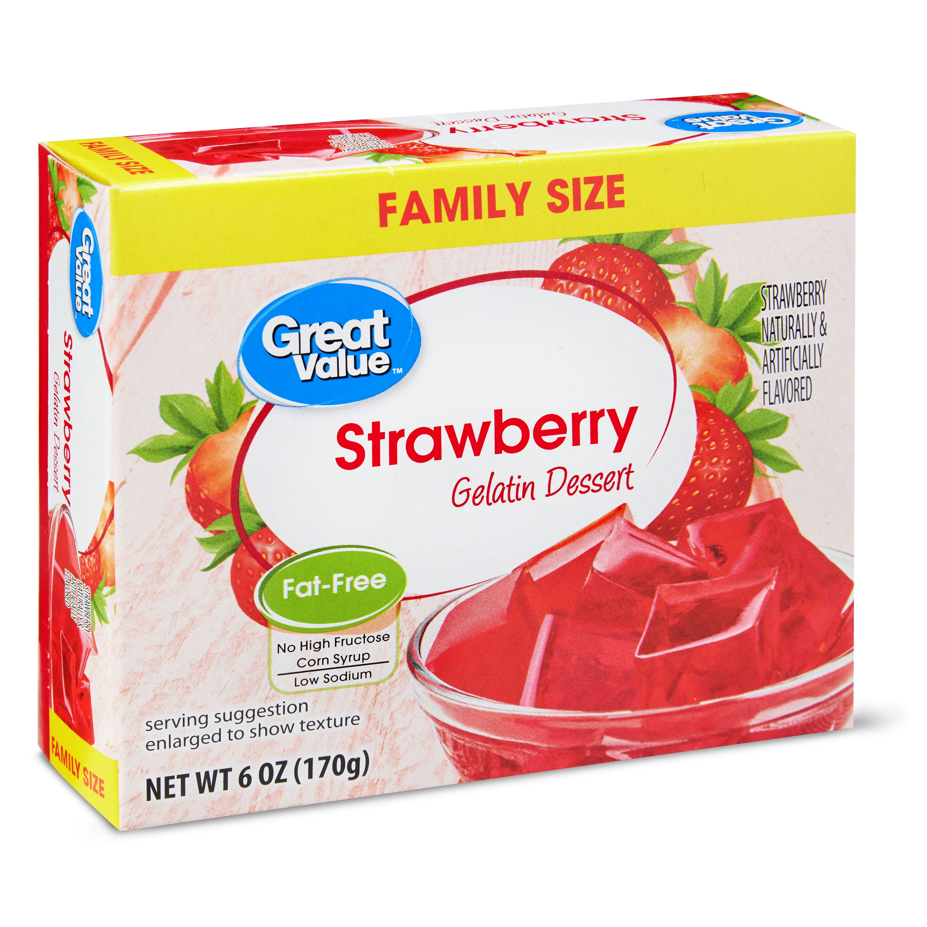 Great Value Gelatin Dessert, Strawberry, 6 oz