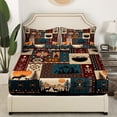 thumbnail image 3 of Erosebridal Tribal Aztec Sheet Set Full, Rustic Elk deer Bedding Sets Full Size, Triangle Geometry Decor, 3 of 7