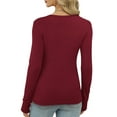 thumbnail image 4 of WXLWZYWL Ribbed Tops for Women Long Sleeve Shirts Casual V Neck Going out Tops Slim Fitted Basic Tees with Thumble Holes 2026, 4 of 6