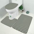 thumbnail image 2 of Navy and Beige Checkerboard Pattern Bathroom Rugs Sets 3 Piece,Toilet Cover Set,Absorbent Non Slip Bathroom Mats Sets with U-Shaped Contour Rug Toilet Rug Set, 2 of 5