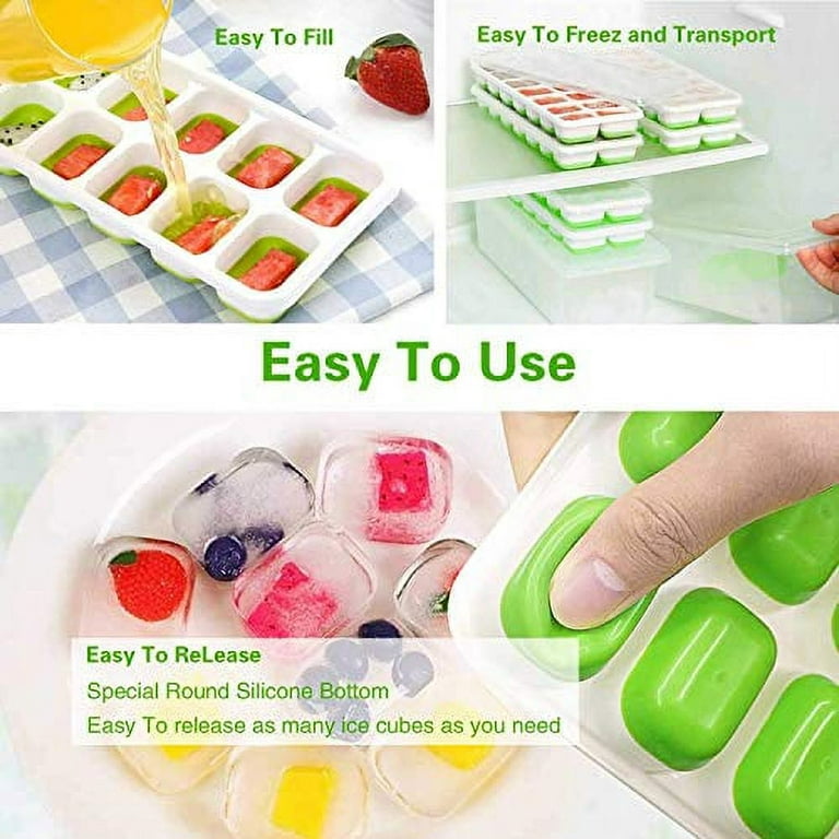 ARTLEO Ice Cube Tray with Lid and Bin, Upgrade Easy Release Silicone & Plastic  Ice Cube