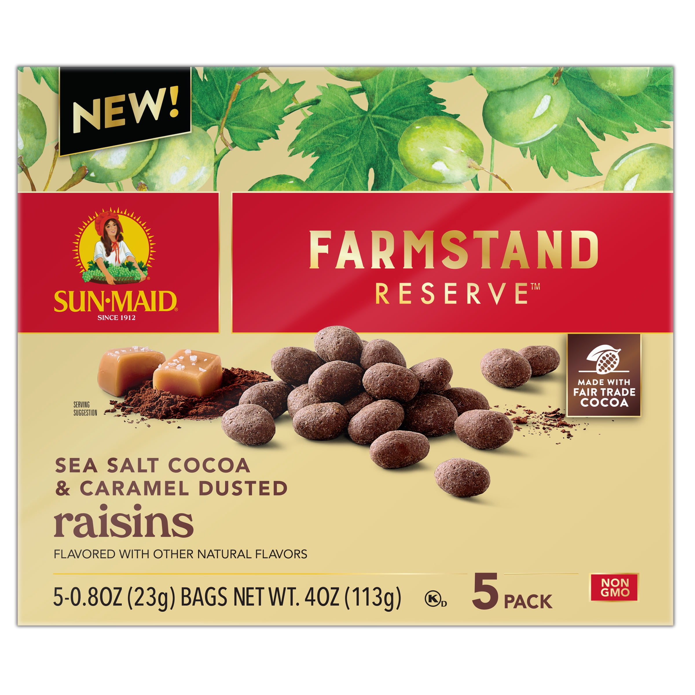 Sun-Maid® Farmstand Reserve™ Sea Salt Coca Carmel Raisins 5-Count Box/.8oz Bag