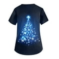 thumbnail image 4 of Women's Christmas Scrubs Top Cute Xmas Print Short Sleeve V Neck Christmas Soft Stretchy Holiday T Shirts, 4 of 5