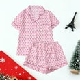 thumbnail image 2 of Pajama Set for Women Floral Print Button Down Short Sleeve Top and Shorts Holiday Gifts Cute Loungewear Set Pink L, 2 of 9