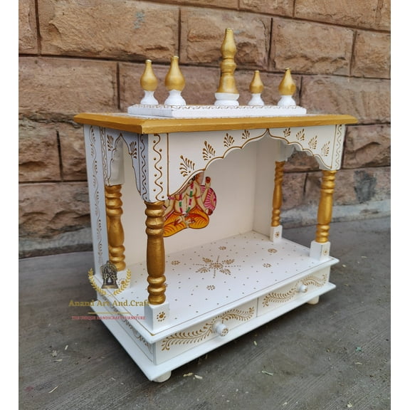 Wooden Temple Mandir Handcrafted Mandir Pooja Ghar Mandap For Worship Home Decor Art