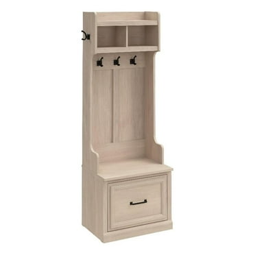 Bowery Hill 24" Engineered Wood Hall Tree & Shoe Bench with Drawer in Maple