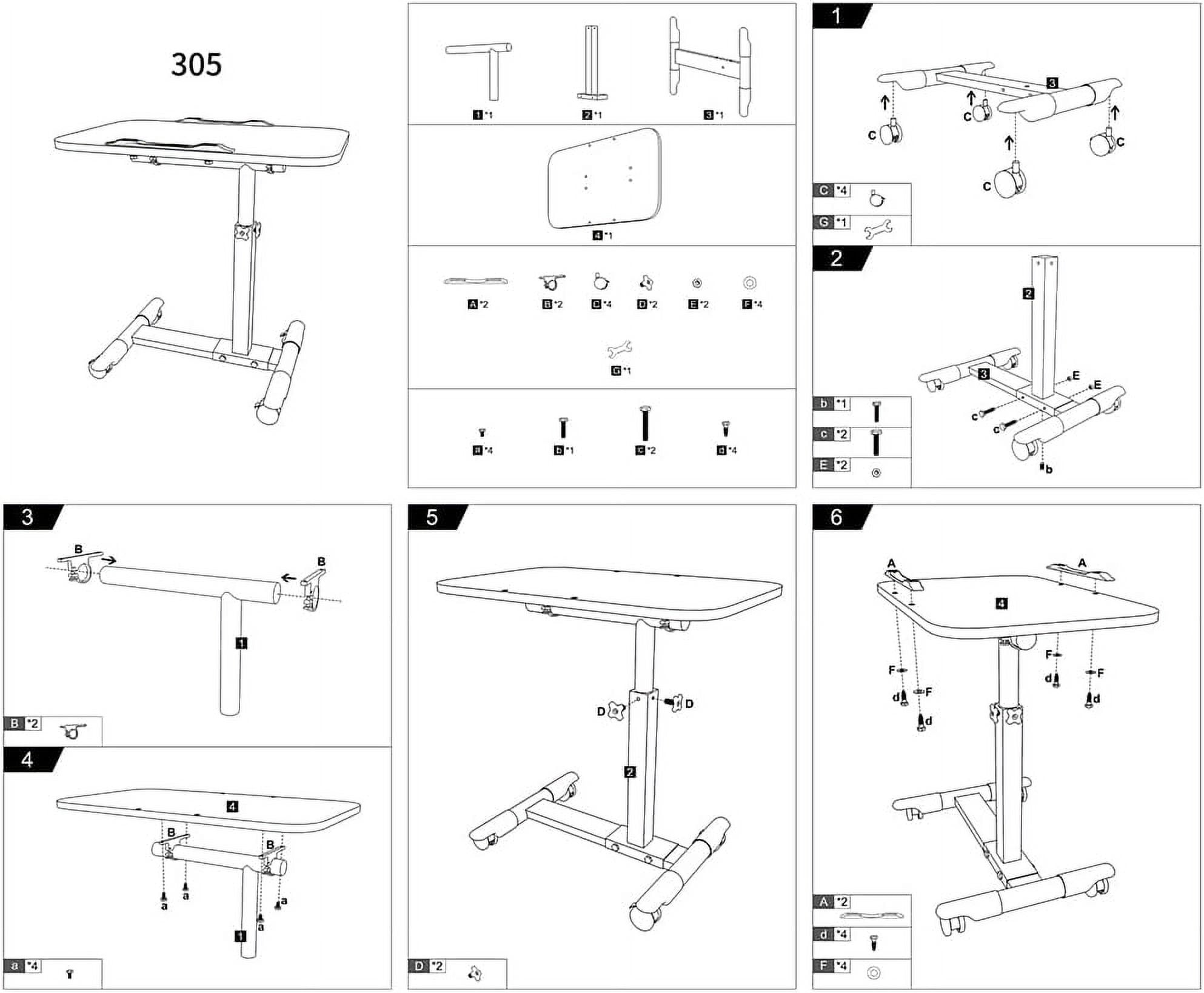 Home Medical Overbed Table with Wheels Adjustable Height, Foldable Side Table, Rolling Table Standing Desk Potable Laptop Desk Computer Workstations for Hospital Home Office