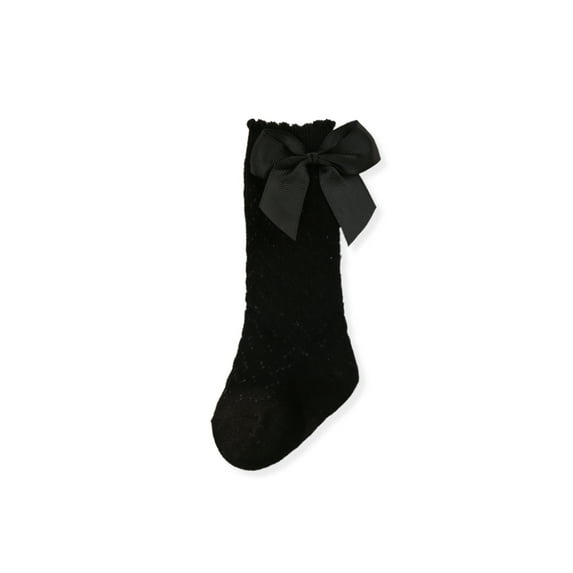Gureui Kids Baby Girls Mesh Socks, Cotton Breathable Solid Color Mid-Calf Socks with Bowknot Decoration